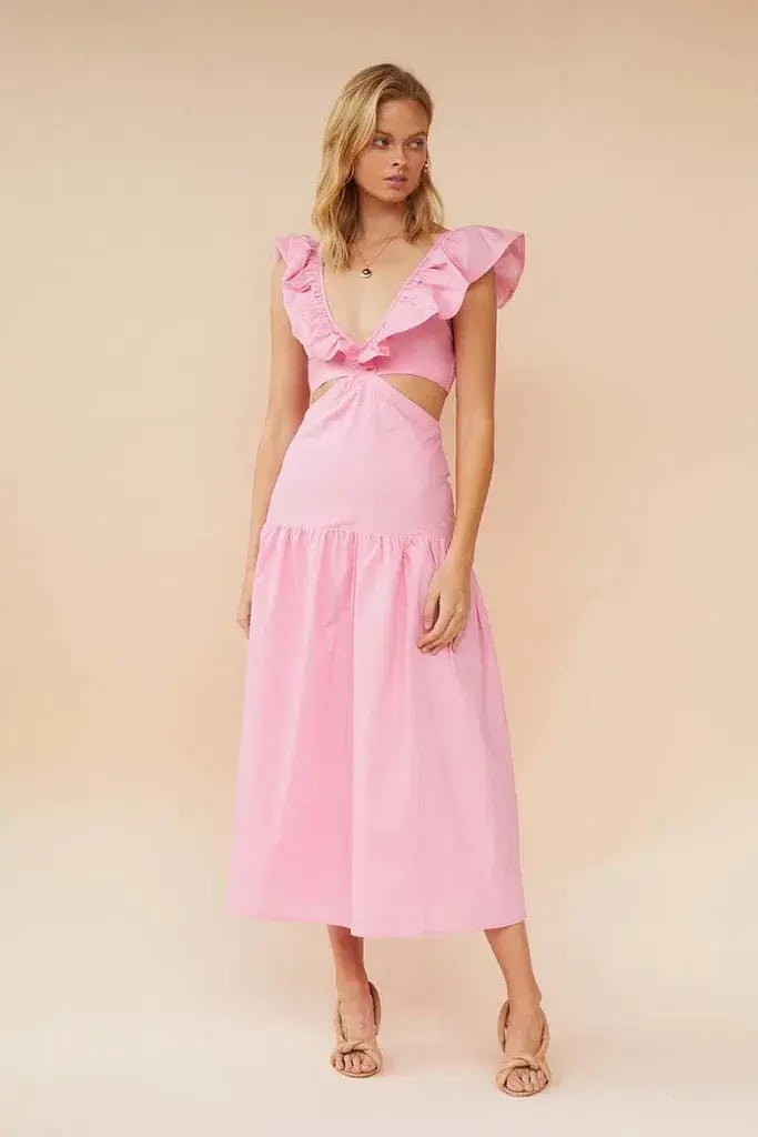 Suboo Rosanna Cut-Out Ruffle Maxi Dress Pink Size 10 photo 3