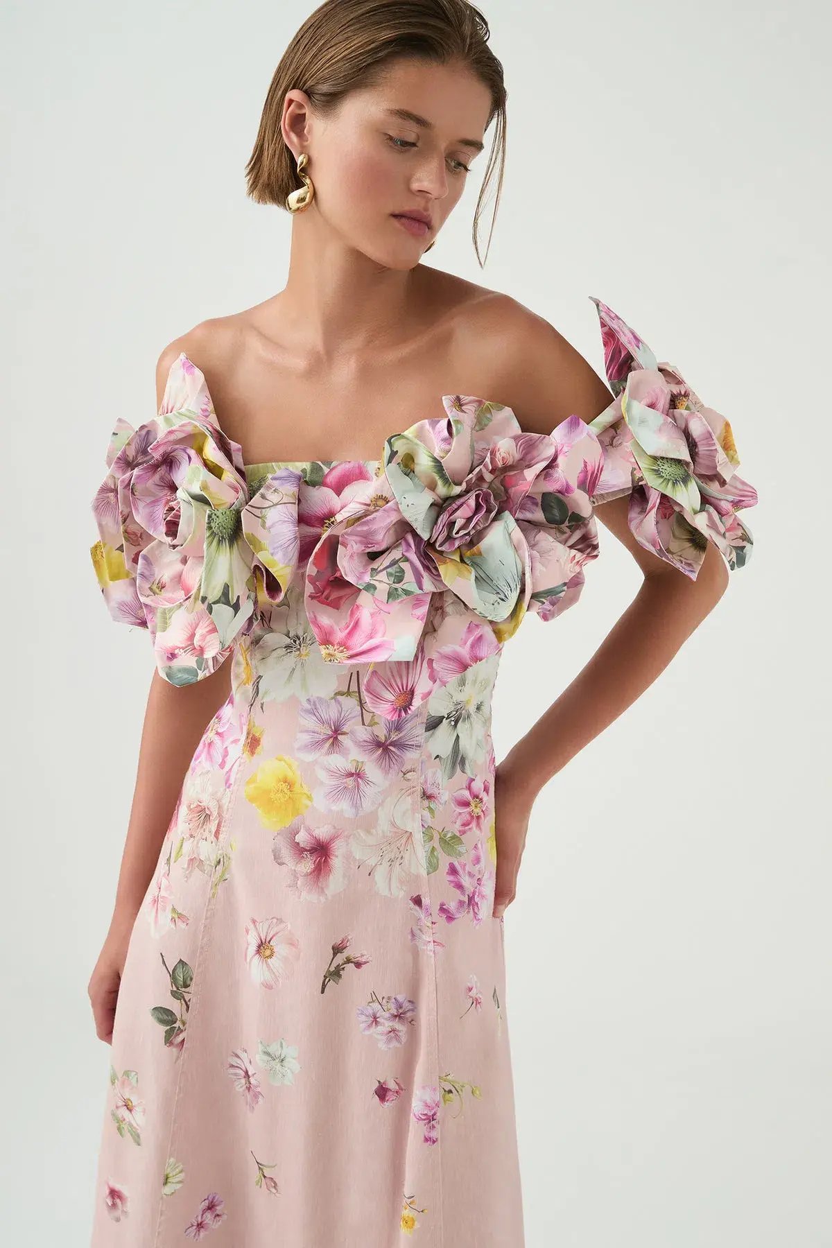 Aje Misha Maxi Dress Floral Pink Size 10 photo 3