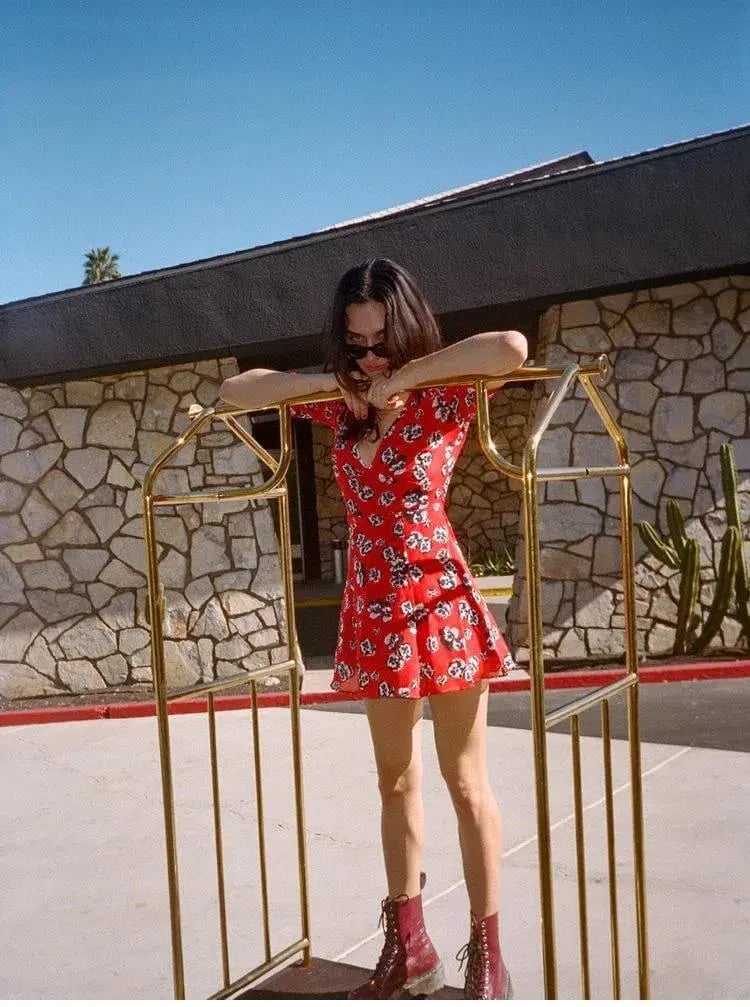 Realisation Par Ozzie Mini Dress Red Size 6 photo 4