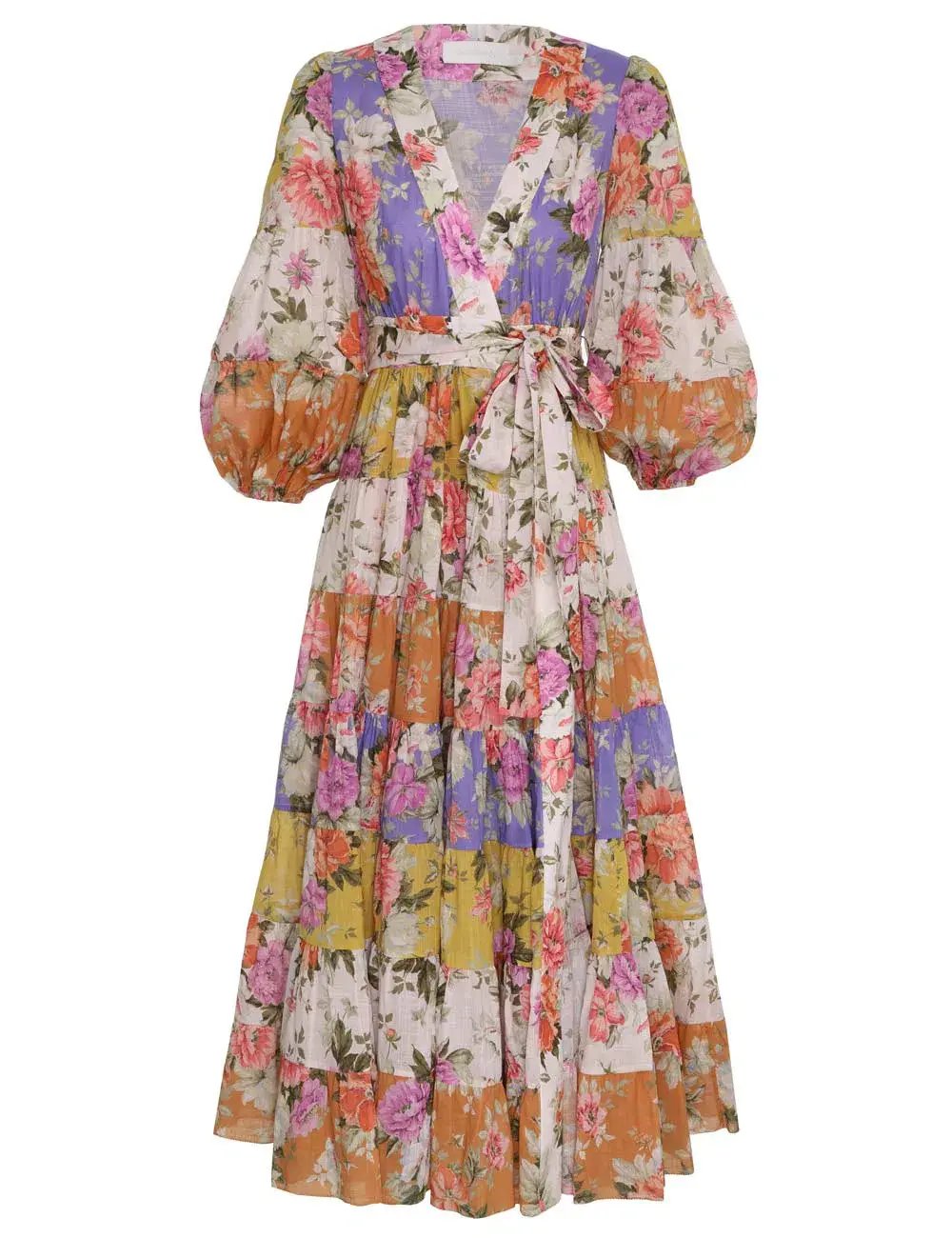 Zimmermann Pattie Wrap Midi Dress Spliced Floral Size 1/AU 10 photo 3