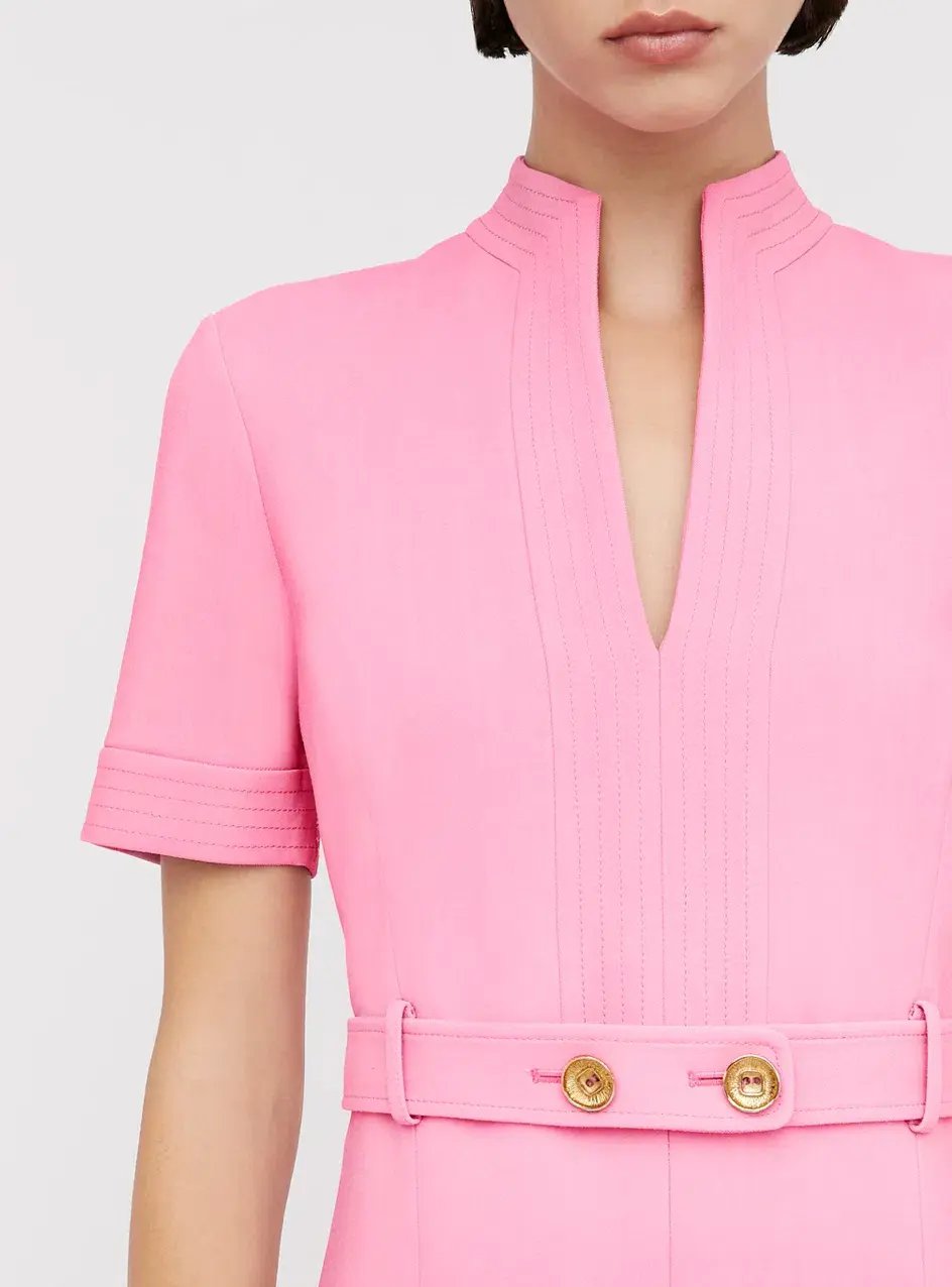 Scanlan Theodore Tailored Pleat Dress Pink Size 6 photo 2