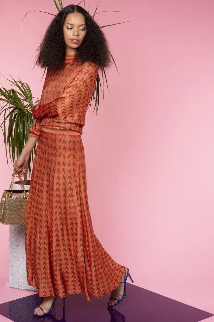 RIXO DRESS - orange dogtooth size L photo 2
