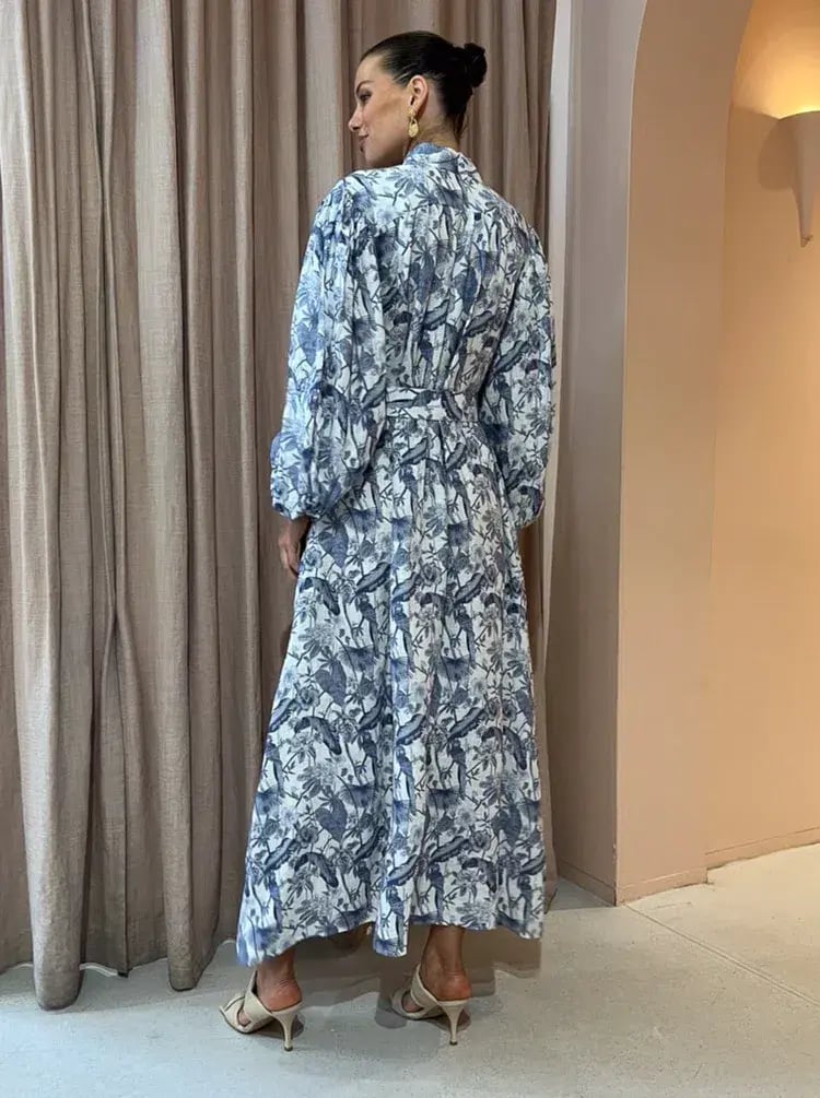 Palm Noosa Noddy Dress Blue Jungle Print Size 12 photo 4