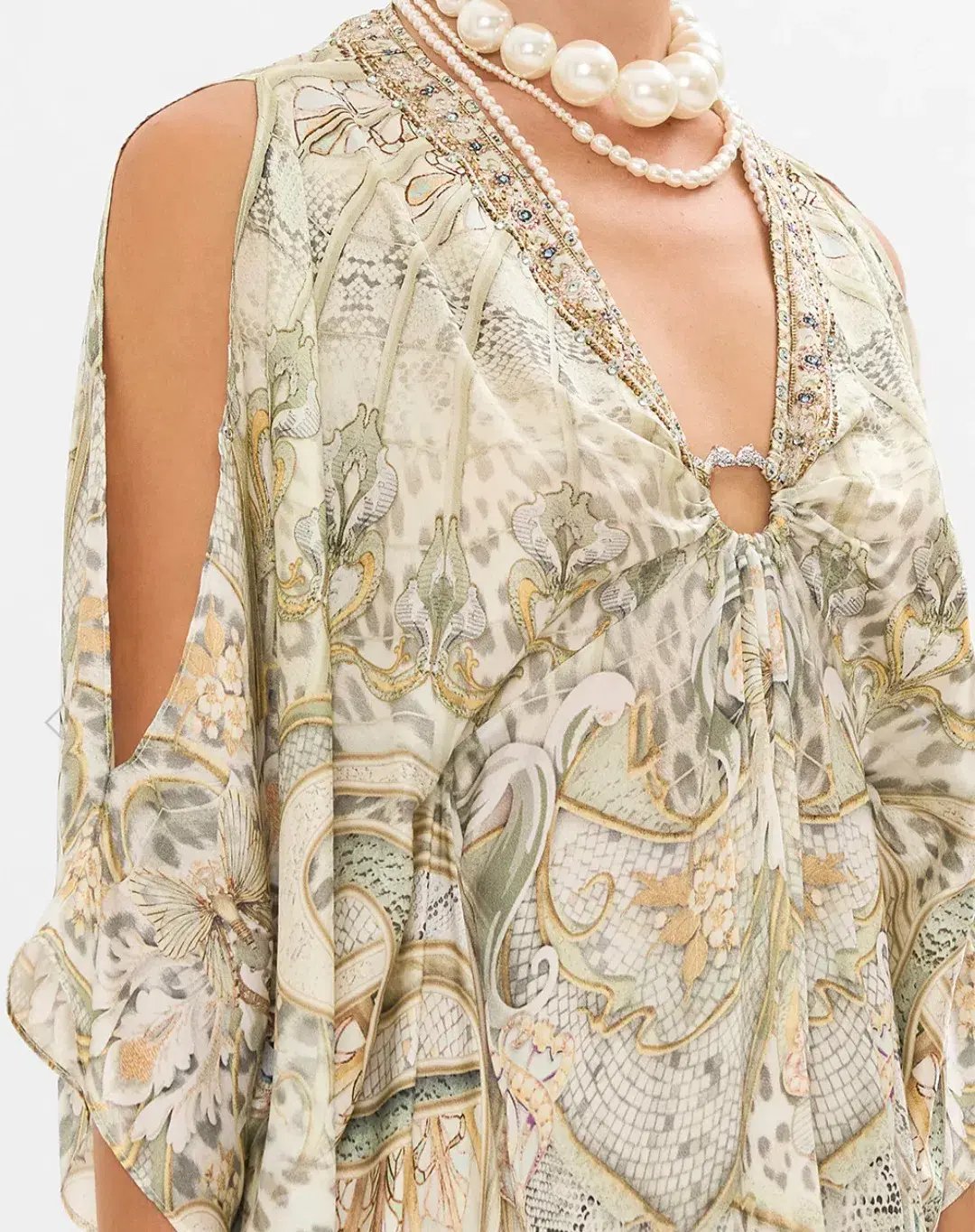 Camilla Ivory Tales Silk Kaftan With Hardware Cream One Size photo 2