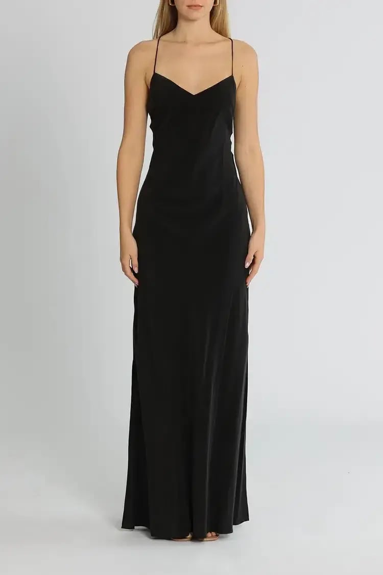 St Agni Bias Cut Silk Dress in Black Size 6 photo 2
