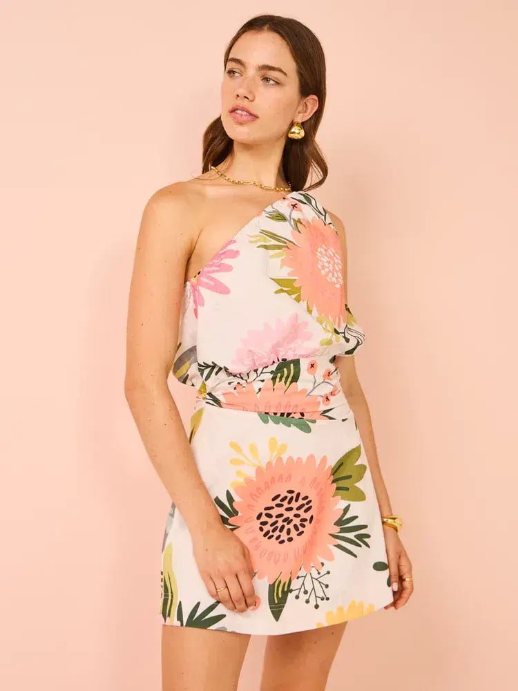 By Nicola Amelie One Shoulder Mini Dress In Potpourri Size 10 photo 5