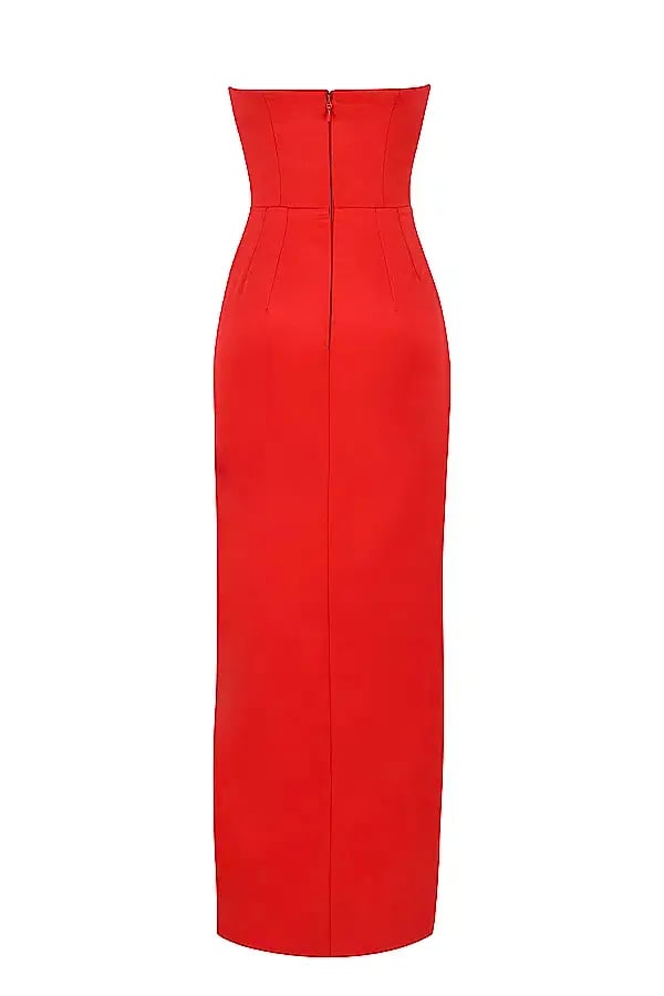 House of CB Adrienne Satin Strapless Gown Scarlet Red Size Large / Au 12 photo 10