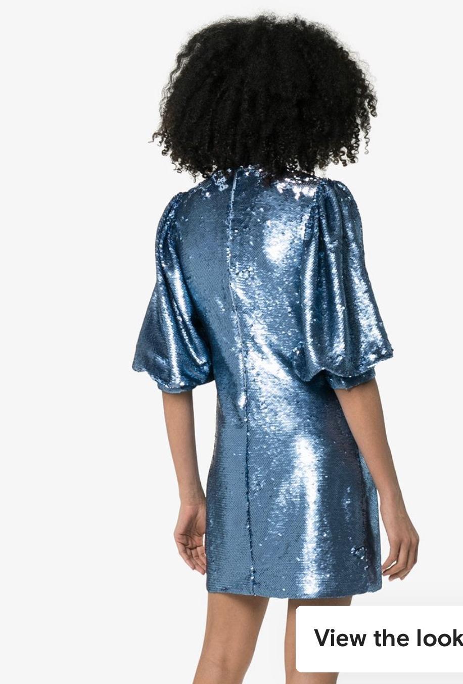 Ganni Sequined Forever Blue Dress Size 10 photo 3