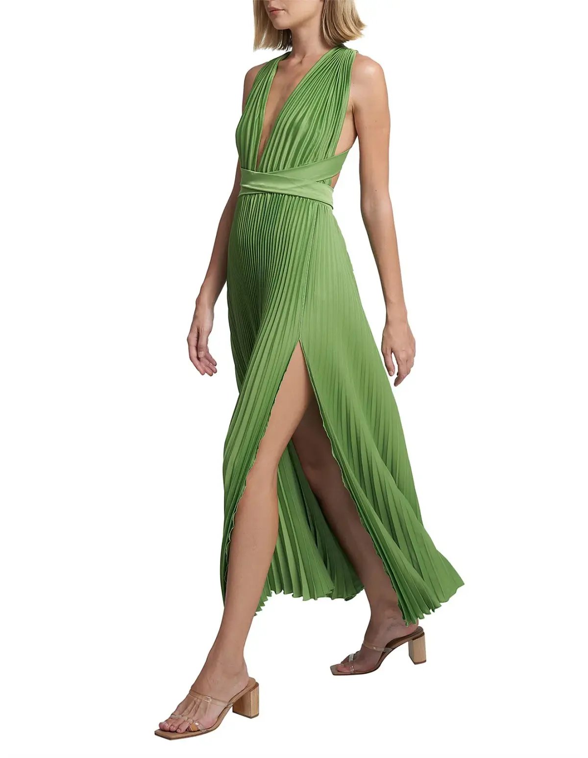 L'Idee Moderniste Split Gown Green Size 14 photo 2