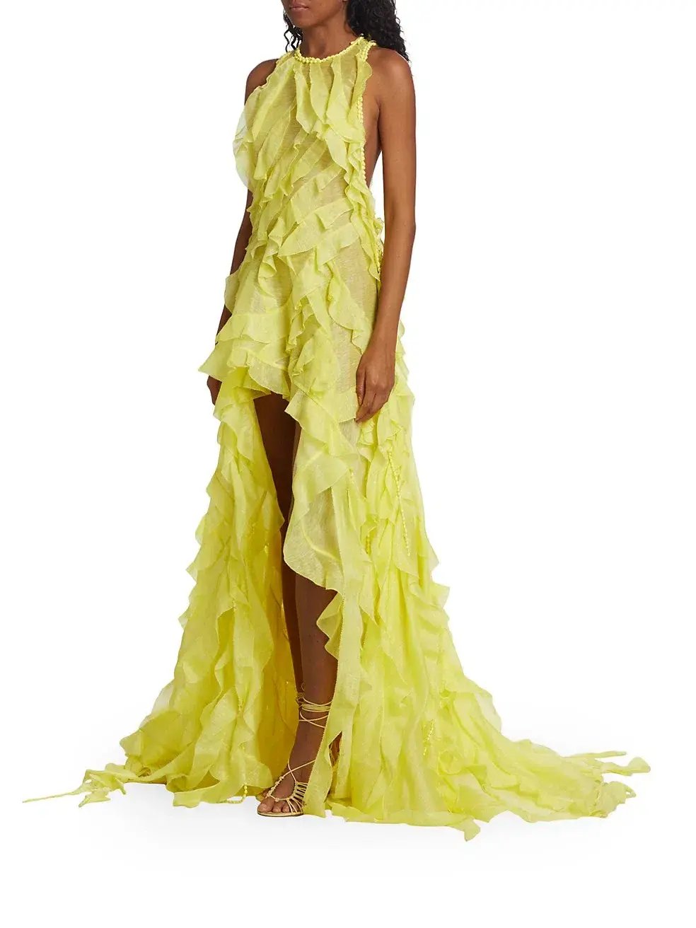 Zimmermann Wonderland Sleeveless Ruffle Gown Lemon Size 1/AU 10 photo 3