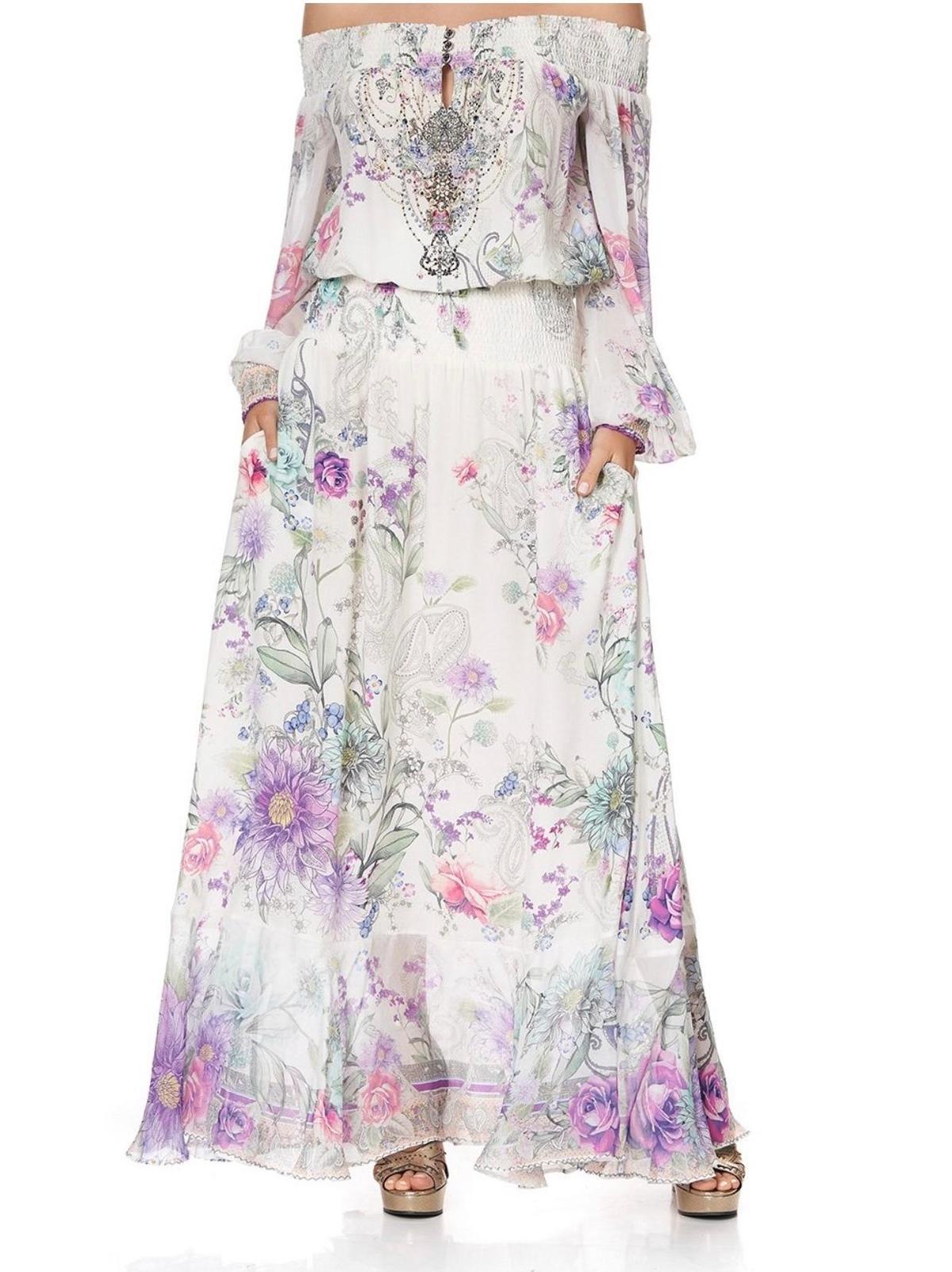Camilla Off Shoulder Shirred Dress Forever Far Print Size 2 photo 3
