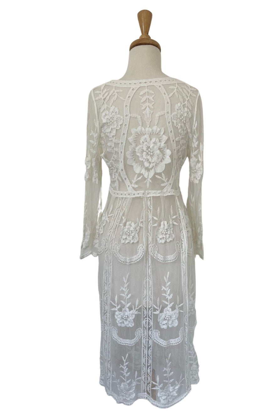 Mama Rentals Madeleine Ivory Lace Midi Dress photo 3