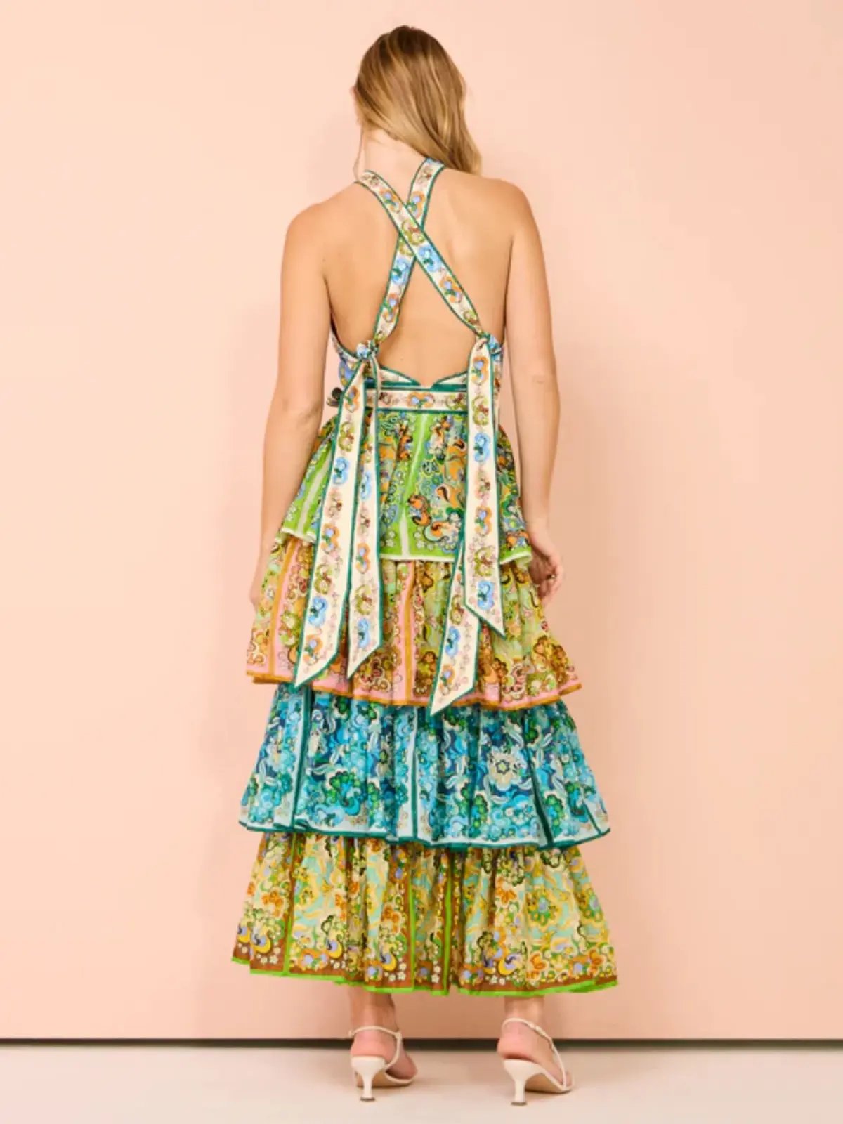Alemais Dreamer Halter Tier Dress in Multi Size AU 8 photo 2