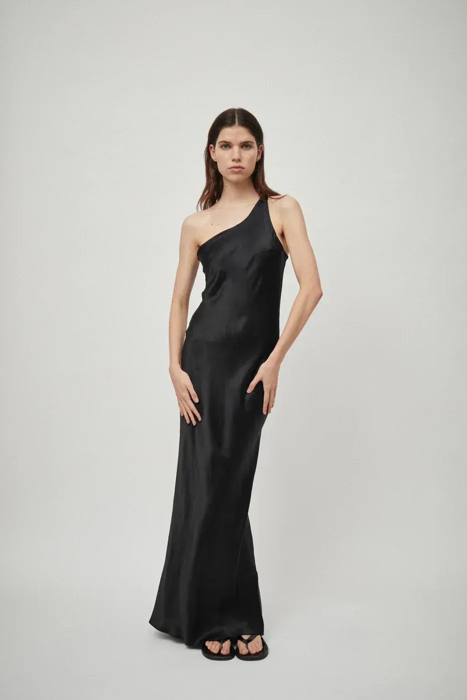Beare Park Silk Satin One Shoulder Tank Dress Black Size 6 photo 2