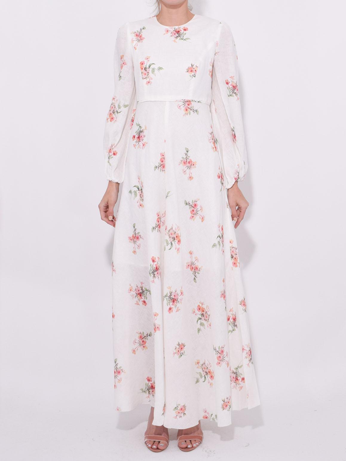 Zimmermann Heather High Neck Dress White Floral Size 1/Au 10 photo 2