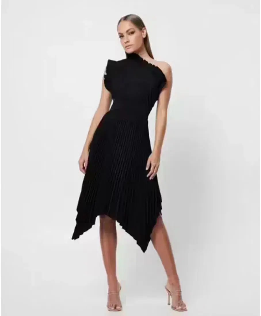Mossman THE LADY LIKE MIDI DRESS Black Size AU 10 photo 4