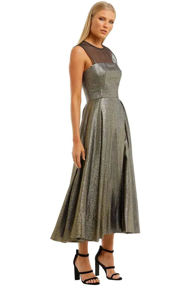 Aurelio Costarella  Katrine Noir Dress Gold Size 8 photo 2