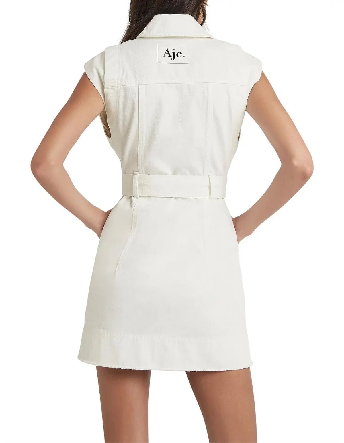 Aje Syros Denim Vest Dress White/Ecru Size 10 photo 3