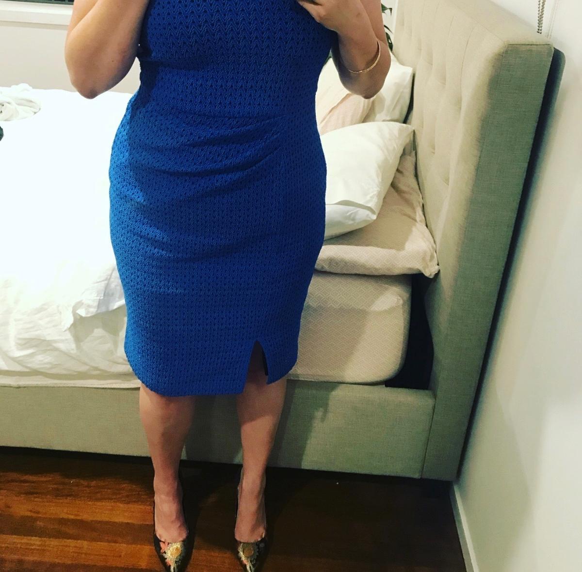 Sacha Drake Blue one shoulder dress size 14 photo 2