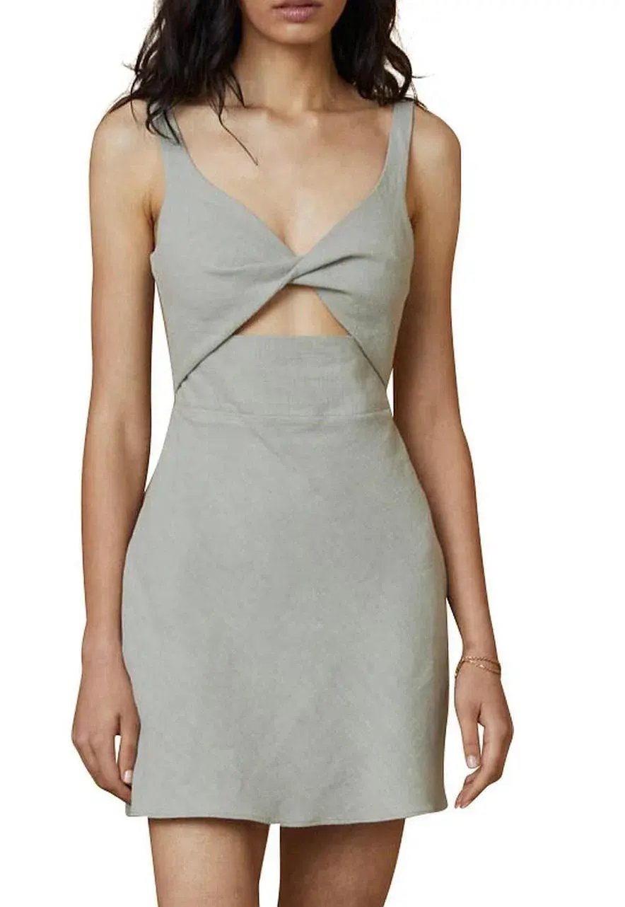 Bec & Bridge Phoebe Sleeveless Mini Dress Khaki Size AU 6 photo 4