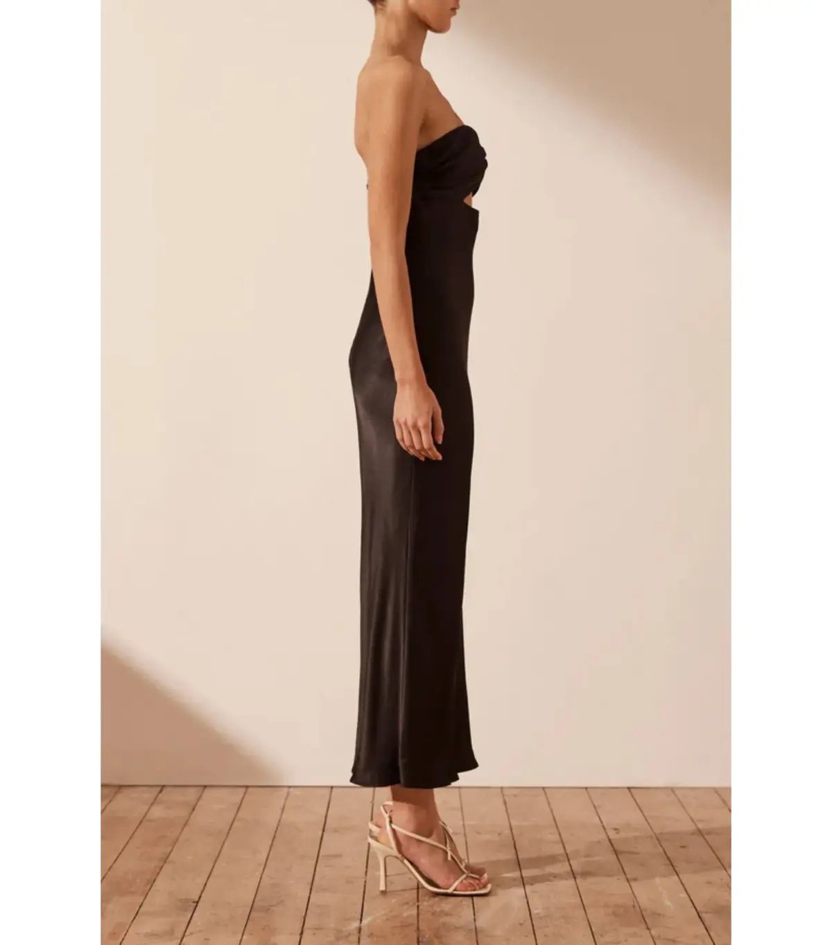 Shona Joy Camille Strapless Cut Out Midi Dress Black Size AU 8 photo 3