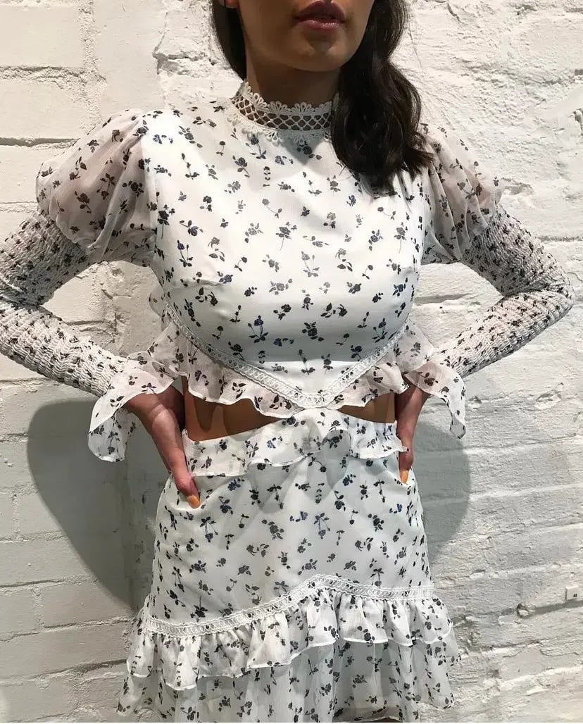 By Nicola Floral Gathered Cut Out Dress Print Size 8 photo 2