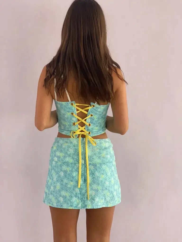 Eisha Collective Milah Mini Skirt Blue Floral Size 0 / AU 6 photo 6