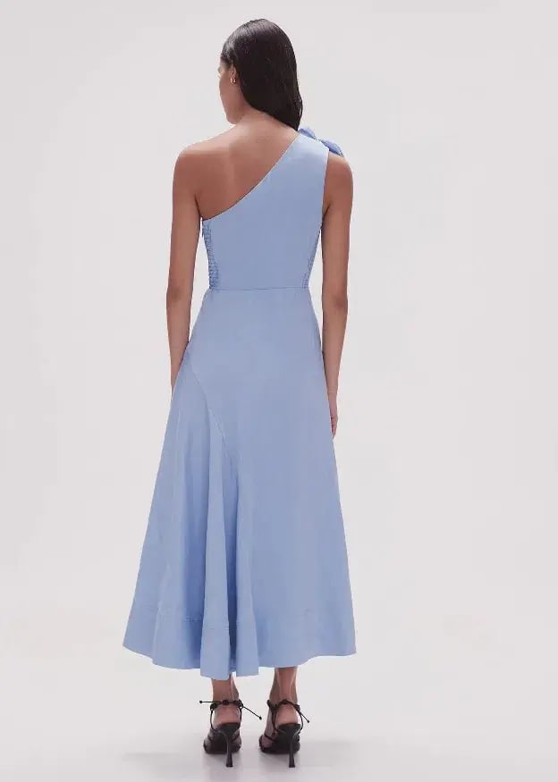 Aje Adelia Ruffle Midi Dress Blue Size 12 photo 3