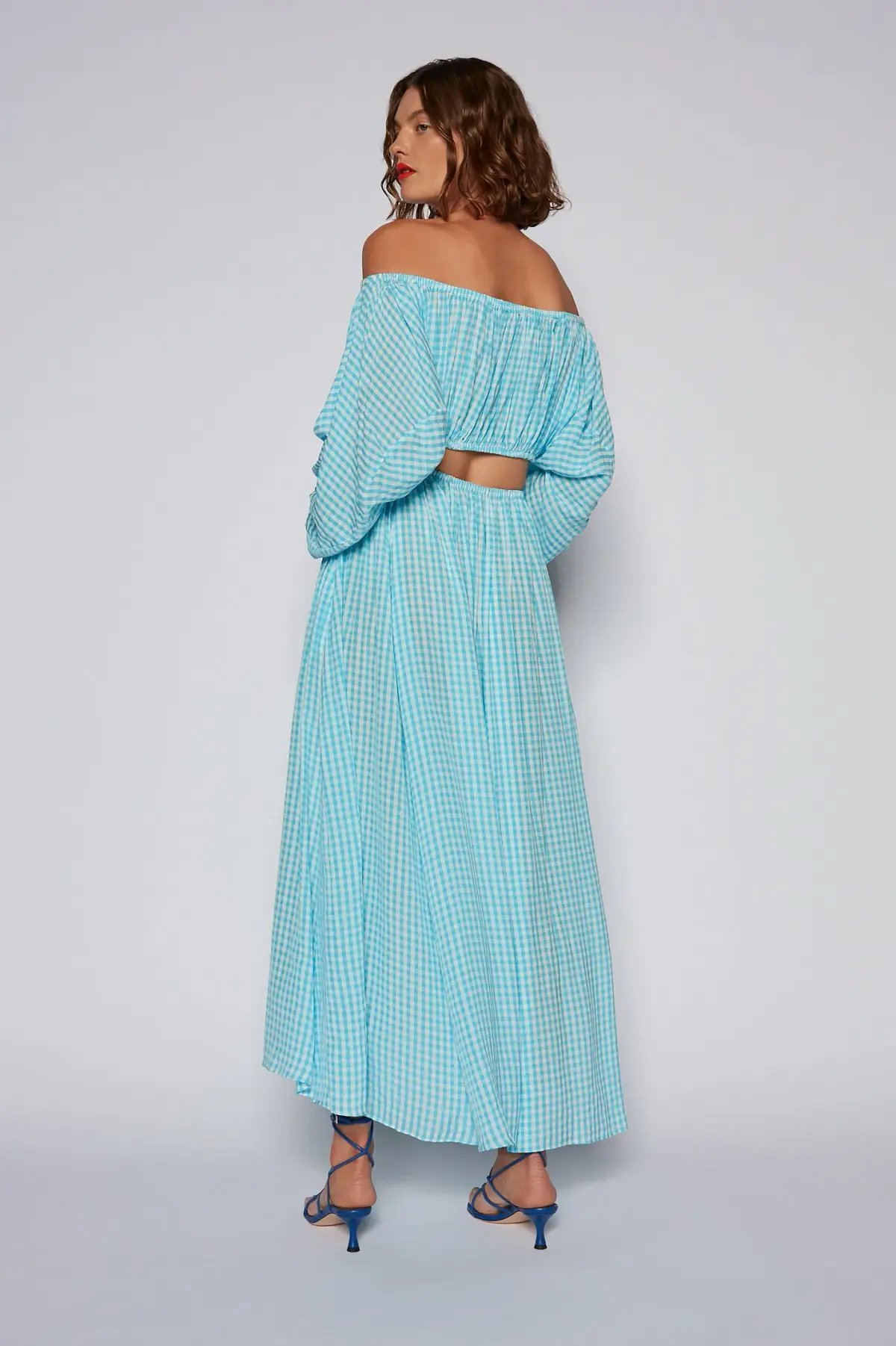 Scanlan Theodore Gingham Cutout Dress in Sky Size 6 photo 3