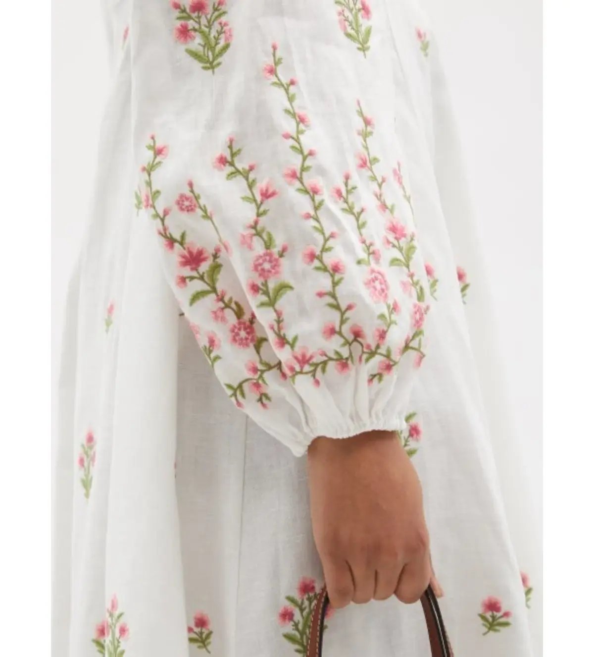 Zimmermann Poppy Floral-Embroidered Linen-Blend Midi Dress White Size 3/AU 14 photo 6