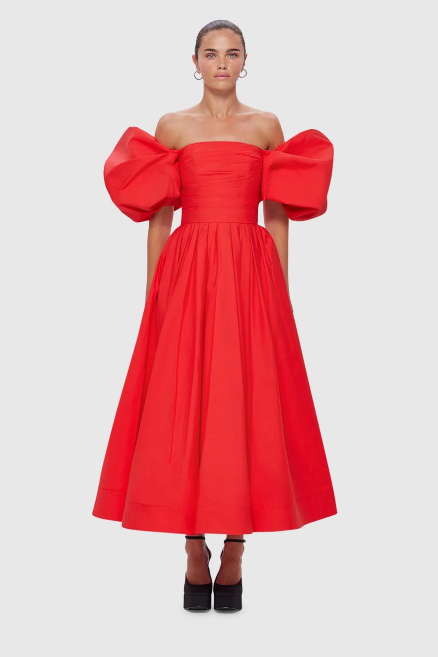 Leo Lin Matilda Puff Sleeve Midi Dress - Scarlet photo 3