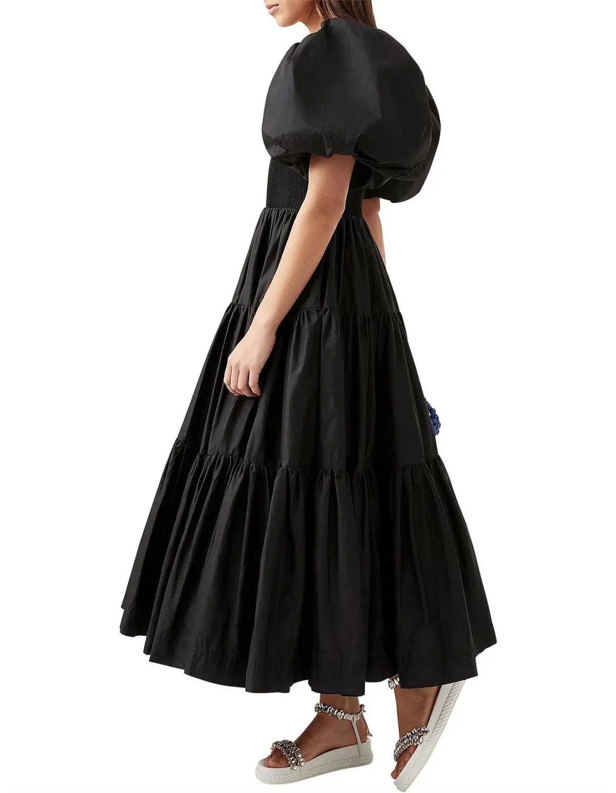 Aje Casa Puff Sleeve Midi Dress Black Size 6 photo 3