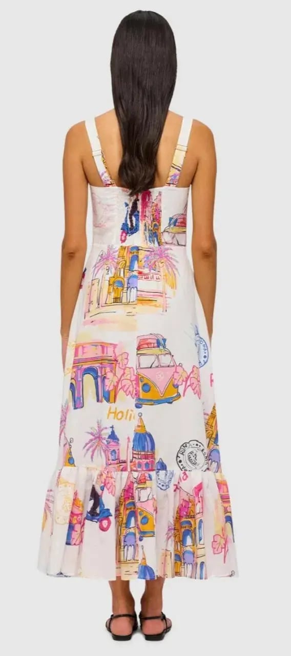 Leo Lin Lexi Ruched Bust Midi Dress in Fiesta Print Size 12 photo 3