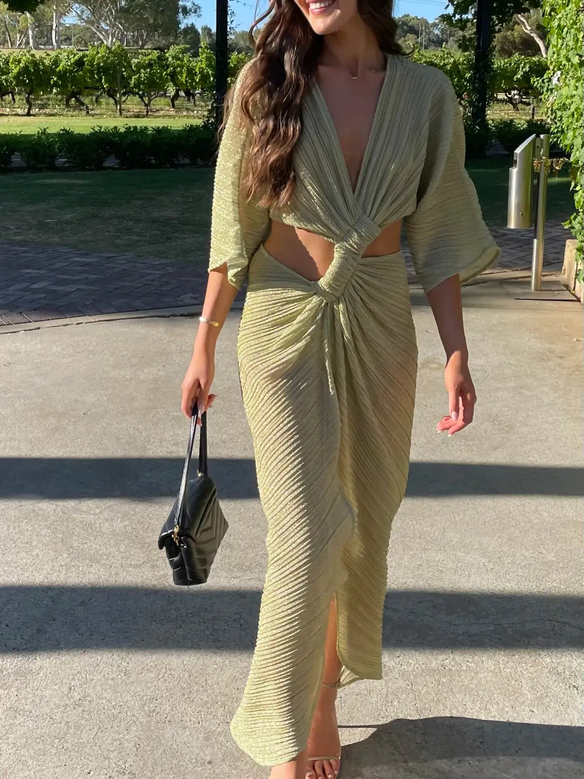 Suboo Stevie Cross Over Midi Dress Gold Size S / AU 8 photo 4