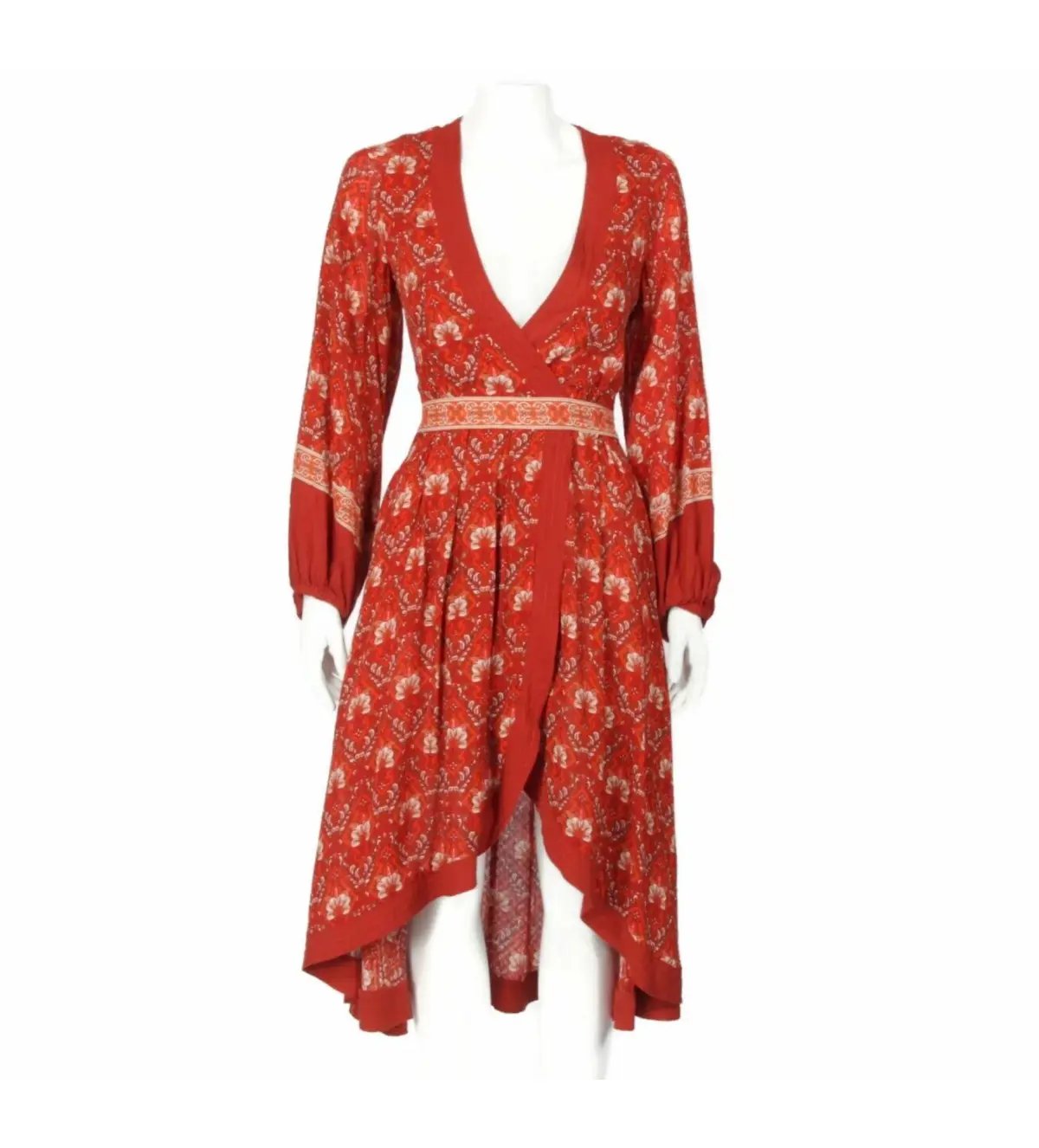 Spell & The Gypsy Midi Jewel Soiree Dress Swing Red Floral Size XS AU 6 photo 2