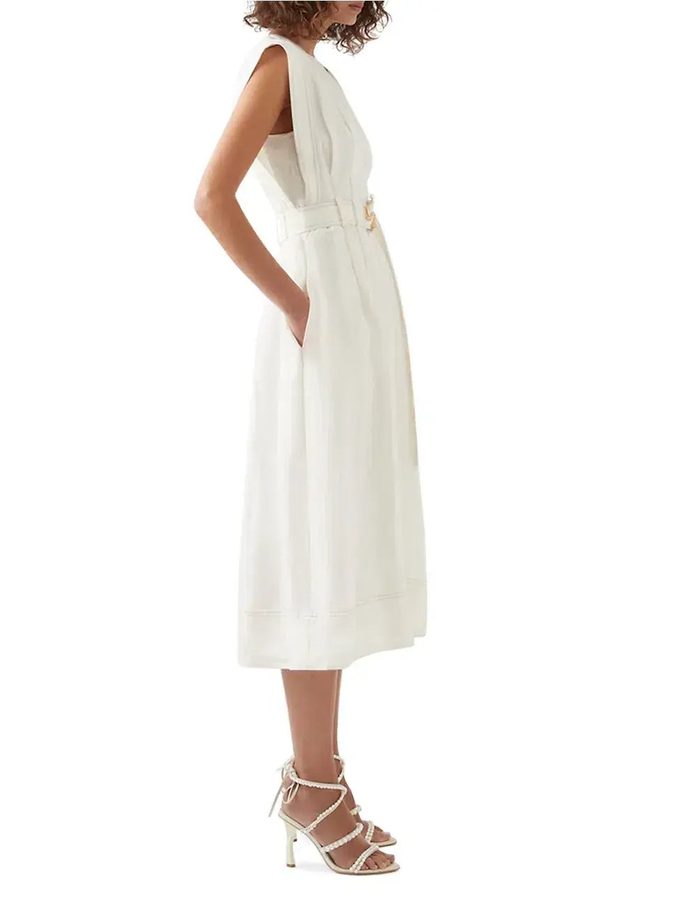Aje  Beacon Structured Midi Dress Cream Size 10 photo 3