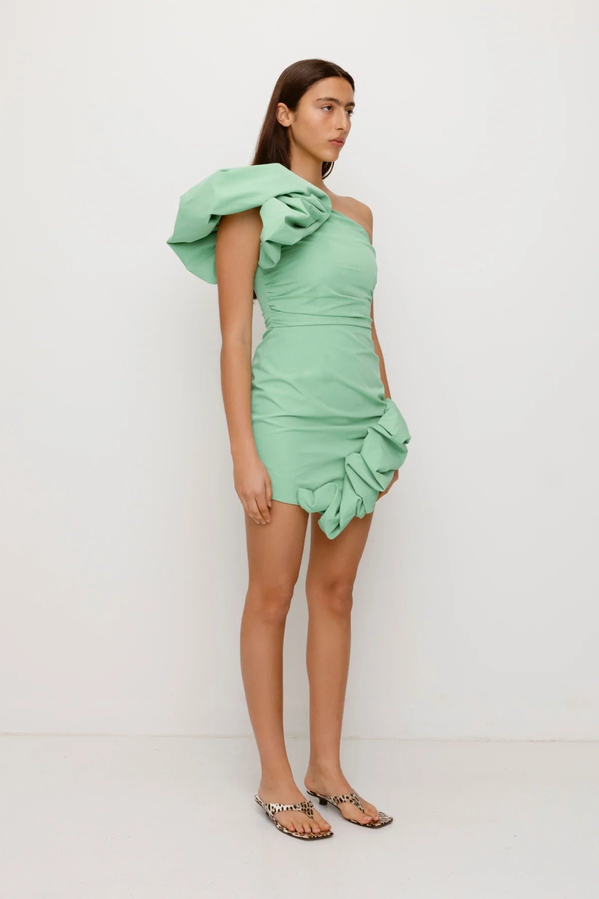 THE WOLF GANG OCTAVIA MINI DRESS - SAGE photo 2
