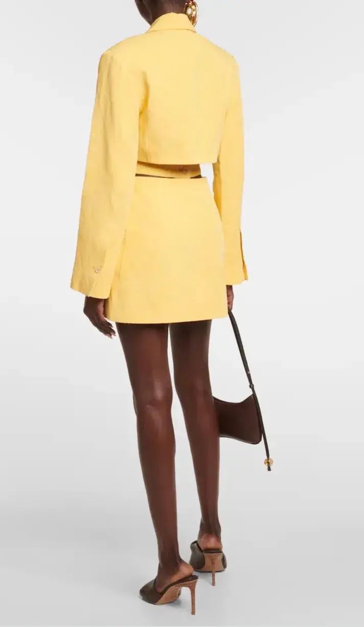 Jacquemus La Robe Bari Linen-blend Mini Dress Yellow  Size 8 photo 2