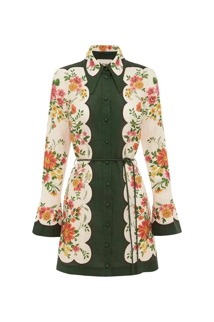 Alemais Elisabetta Mini Dress Green Print Size 12 photo 4