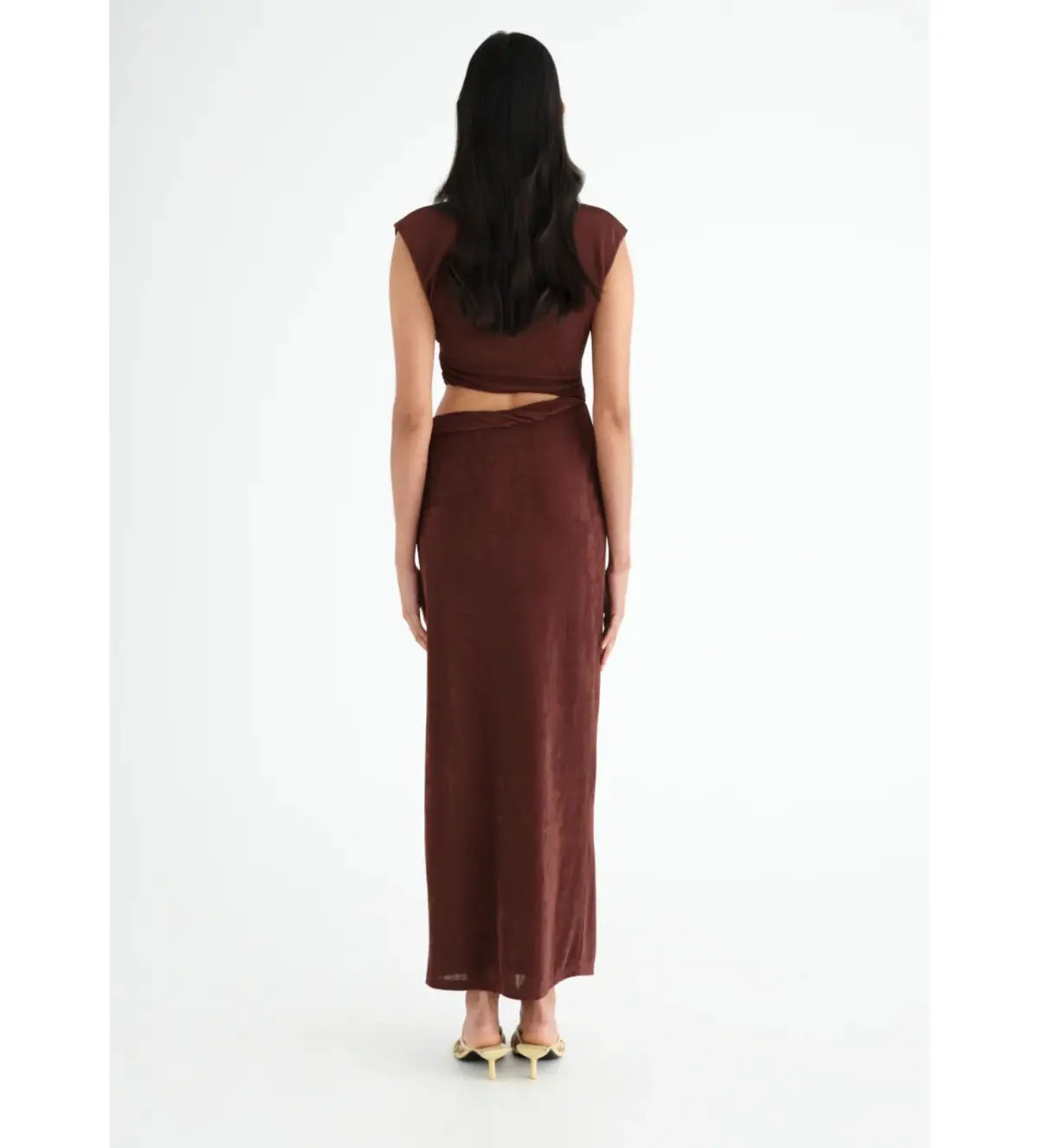 Benni Henri Twist Maxi Dress in Chocolate Size 8 photo 3