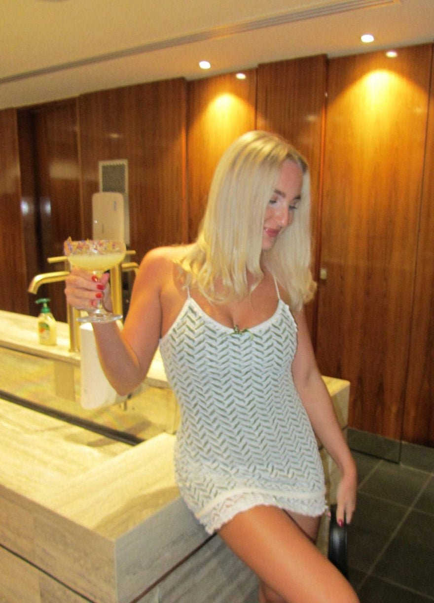 With Jean Mimi Dress in White/Green photo 4