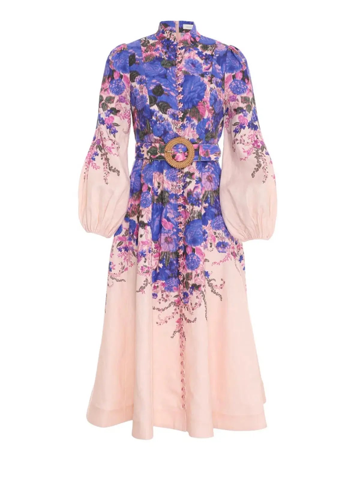 Zimmermann High Tide Buttoned Midi Dress Purple Ikat Floral Size 2 / AU 12 photo 4