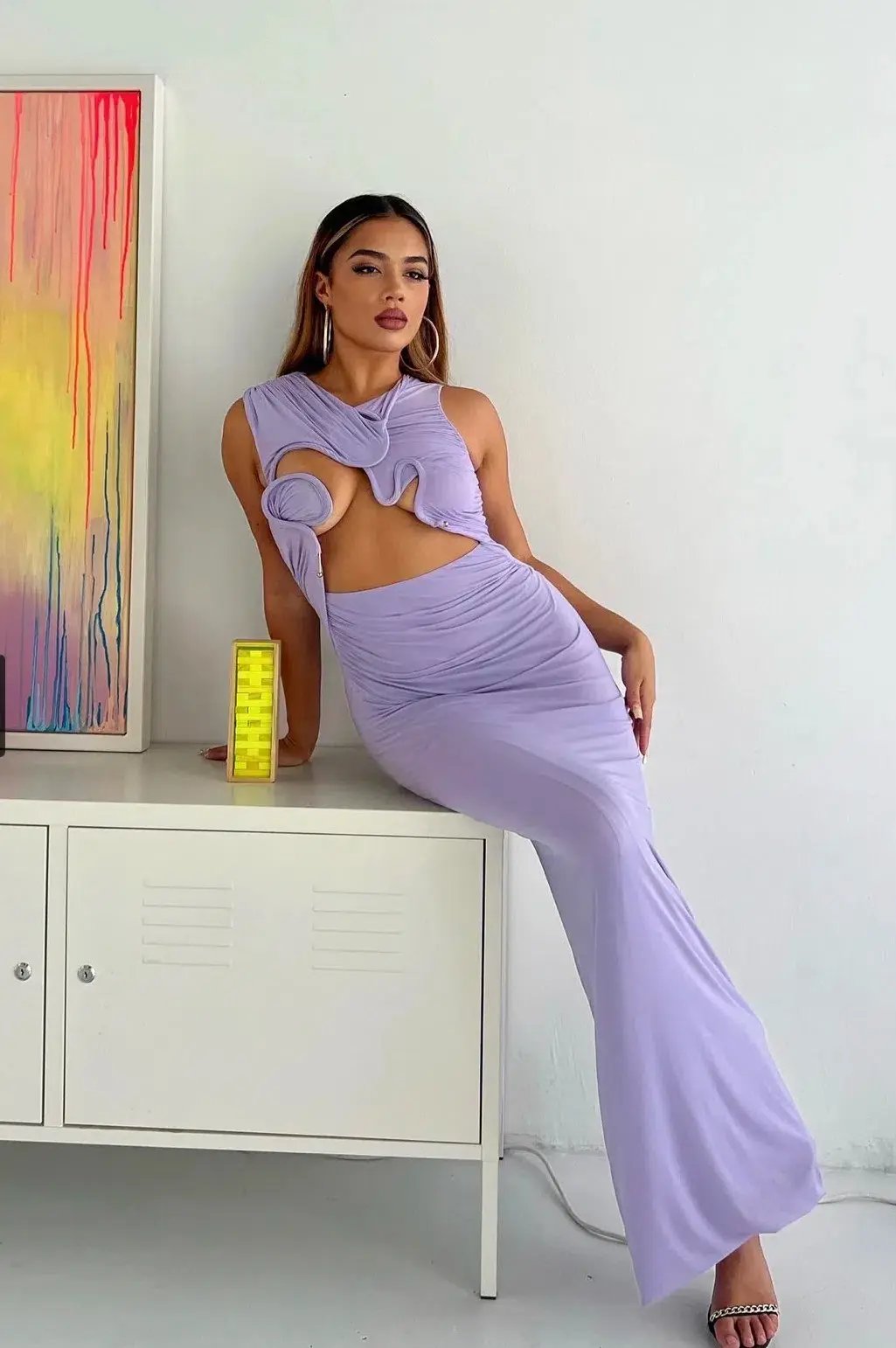 Christopher Esber Venus Tank Dress Lilac Size 10 photo 2