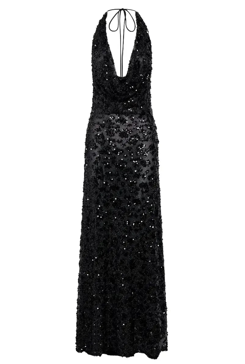 Meshki Nicola Maxi Dress Black Sequin Size S / AU 8 photo 10