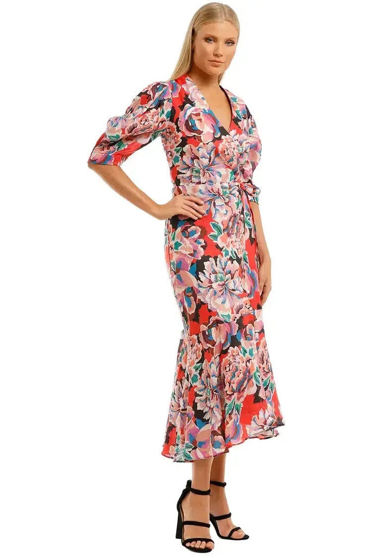 Ginger & Smart Flourish Wrap Midi Dress Floral Size 16 photo 2