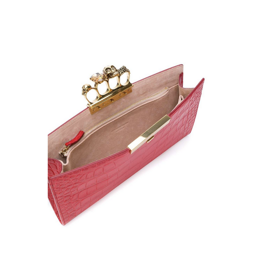 Alexander McQueen Knuckle Crocodile Clutch (red) photo 2