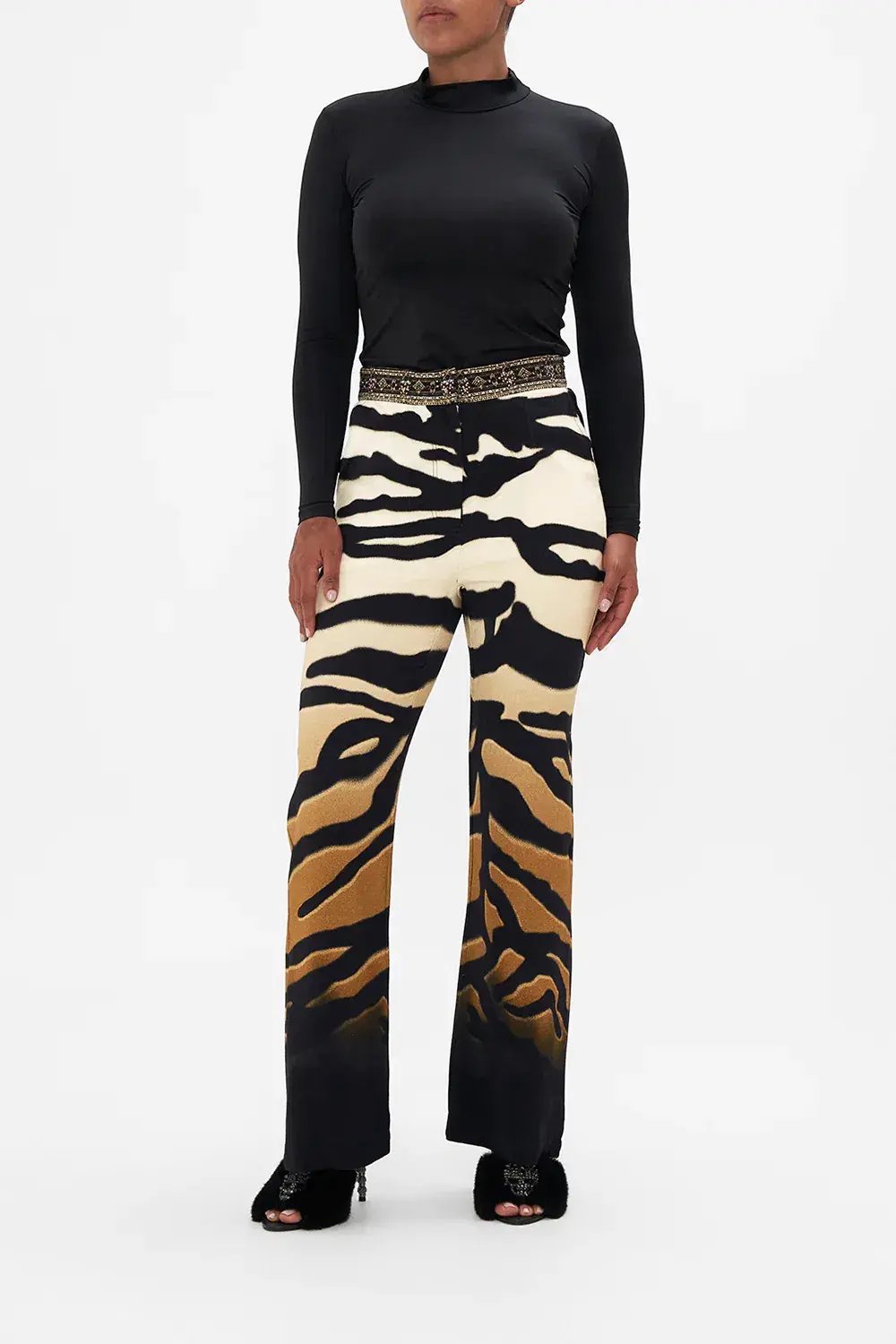 Camilla Full Length Flared Pant Tame My Tiger Print Size L / AU 14 photo 5