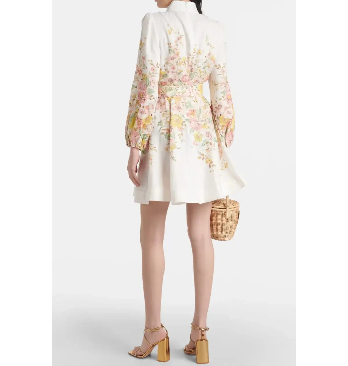 Zimmermann Matchmaker Buttoned Mini Dress Ivory Coral Floral Size 1 / AU 10 photo 3