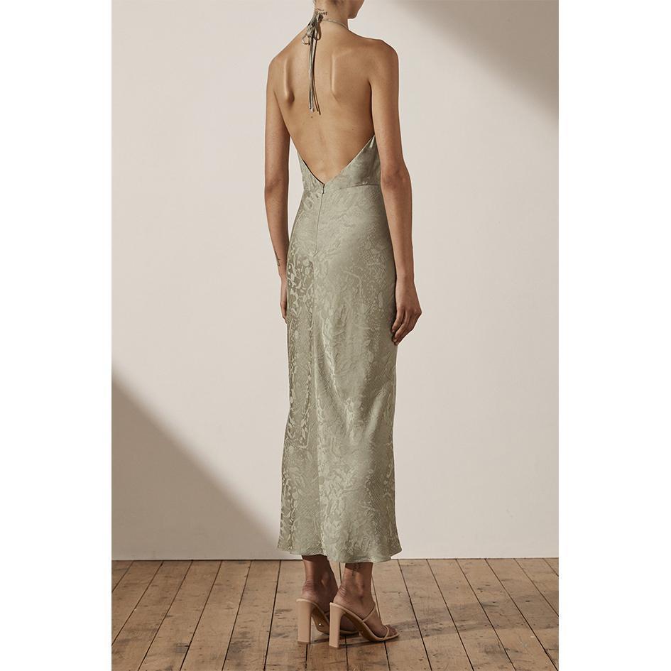 Shona Joy MIA HALTER RUCHED MIDI DRESS IN SAGE 10 photo 3