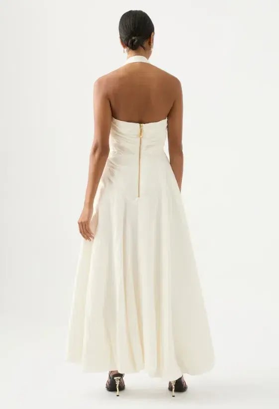 Aje Mika Draped Split Maxi Dress Ivory Size 6 / XS photo 4